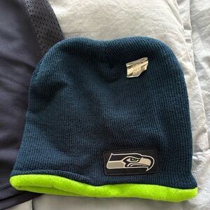 NFL Seattle Seahawks Navy and Neon Green Kids Beanie